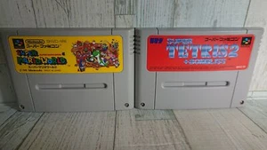 Super Famicom Super Mario World ＆Super Tetris 2+BOMBLISS Set of 2 Japan Ver USED - Picture 1 of 12