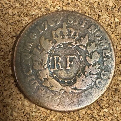 1767-A French Colonies Sou, RF Counterstamp coin - Image 1 of 2