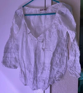 Mudd Damen Medium 3/4 Spitzendetails Tie Top Shirt - Bild 1 von 4