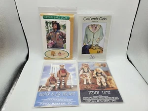 VTG Lot of 4 Patterns Primative/Folk Doll Clothes, Bears, Coats Americana etc - Picture 1 of 8