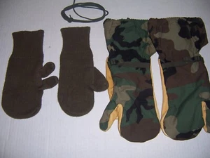 CAMO MEDIUM Military Shooters Gloves, Cold Weather Leather Trigger Finger - Picture 1 of 4