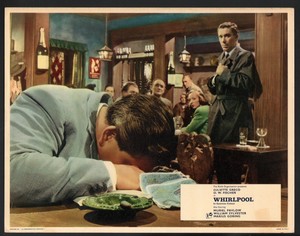 Whirlpool Lobby Card-O.W. Fischer hiding his head from William Sylvester.