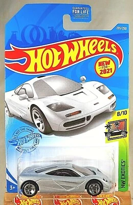 2021 风火轮 #235 HW Exotics 8/10 McLAREN F1 灰色带铬 5 辐条轮 — 第 1/4 张图片