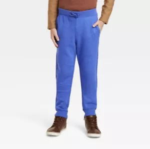 Boys' Fleece Sport Jogger Pants - Cat & Jack Size XS 4/5 Blue - Picture 1 of 2