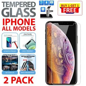 Screen Protector for iPhone 16 15 14 13 12 11 XS Pro Max Gorilla Tempered Glass - Picture 1 of 7