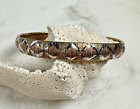 Signed Sterling Silver Omega Bracelet with Two Tone Diamond Pattern - 7"