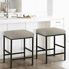 24&quot; Counter Height Bar Stools Set of 2, Modern Backless Barstools Upholstered Sq