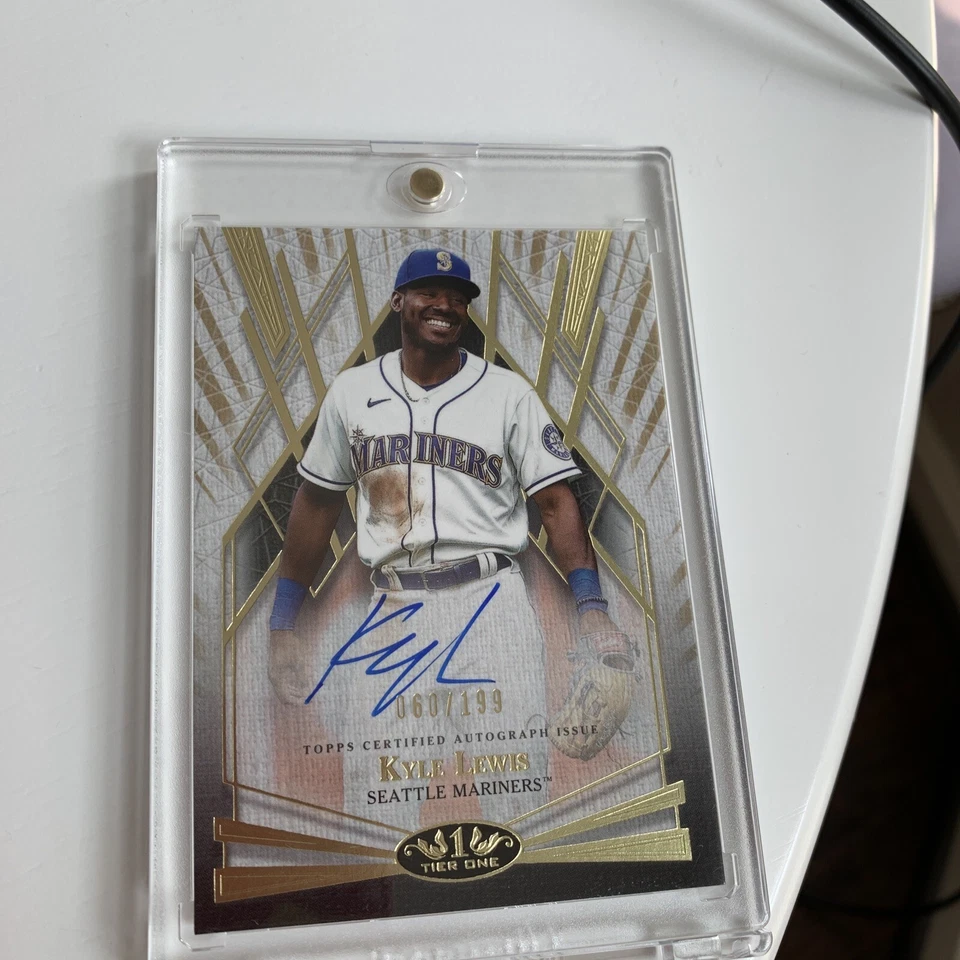 2022 Topps Tier One Kyle Lewis  On Card Auto #d 060/199 Seattle MARINERS - Image 1 of 4