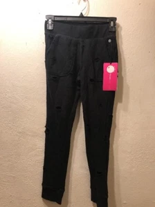 Yogalicious GIRLS Small 7-8 Black High Waist Cut Out Cropped Capri Yoga Legging - Picture 1 of 9