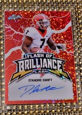 MINT‼️ #2/5 Autograph RED D'Andre Swift RC 2020 Leaf FLASH OF BRILLIANCE EAGLES 