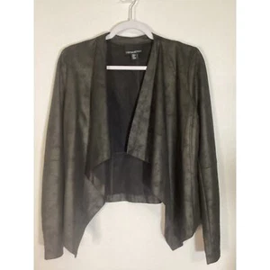 Cynthia Rowley Blazer Size Medium Dark Gray Faux Leather - Picture 1 of 4