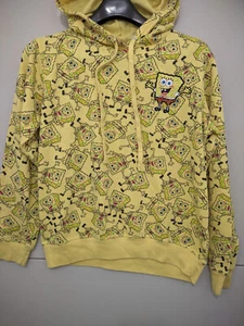 Nickelodeon Sweatshirt Boys XL Yellow Spongebob Hoodie Pullover Embroider AOP - Picture 1 of 16