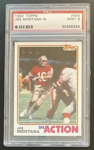 1982 Topps #489 Joe Montana in azione PSA 9 come nuovo San Francisco 49ers - Foto 1 di 2