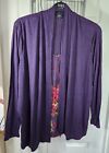 Women's size 22 Papaya faux Cardigan top long sleeved purple floral vest panel
