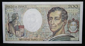 FRANCE 200 FRANCS 1990 BANKNOTE CHARLES BARON DE MONTESQUIEU P 155d aUNC - Picture 1 of 2