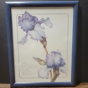 Paul Mathenia Iris gerahmter Druck Vuart Gallery 80er Jahre ? Blumen Floral Oma - Bild 1 von 14