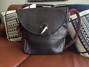 100 % Handmade Genuine Leather bag Dark tan color Cross body Bag for girls women - Imagen 1 de 5