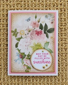 HANDMADE CARD Happy Birthday, All Occasion Vintage Floral Bouquet Greeting Card - Bild 1 von 3