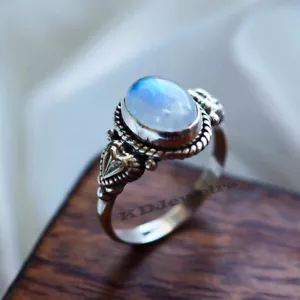 Mondstein Edelstein 925 Sterlingsilber handgefertigter Boho Ring Hochzeit Geschenk K-344 - Bild 1 von 6