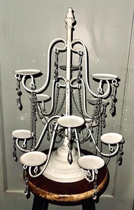 Victorian Trading Co. White & Crystal 12-CUPCAKE DISPLAY / SERVING STAND  24x15 - Picture 1 of 6