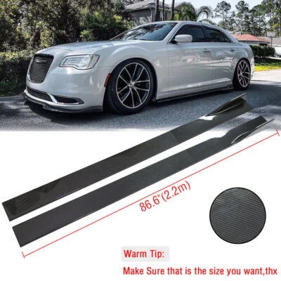 Carbon Fiber Side Skirts Extension Rocker Lip 86.6" / 2.2M For Chrysler 300 SRT Foto 1 de 4