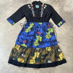 Johnny Was Dress Womens XS Boho Floral Embroidered Black Blue Flowy Colorful - Picture 1 of 7