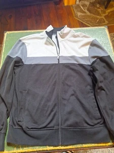 Vintage Structure Mens Cardigan Sweater SIZE Large Full Zip,black Grey - Picture 1 of 5