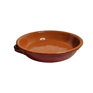 Plato para hornear loza cerámica roja redonda grande Vulcania Italia 14" - Imagen 1 de 6