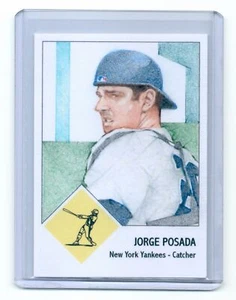 2014 JORGE POSADA NYY 1/1 MASTERPIECE ART SKETCH CARD ARTIST SIGNED 1953 STYLE - Picture 1 of 2