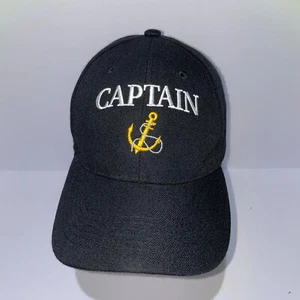 Boat Captain Baseball Cap Black 100% Cotton Anchor Embroidered Deluxe - Picture 1 of 6