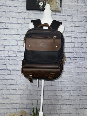 Mochila Harley-Davidson "Mustang", cuero desgastado y negra Foto 1 de 4