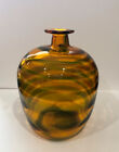 Blown Glass Amber Vase Jug Shaped Swirl Pattern 6.6”h x 4.5"w Deco Vase