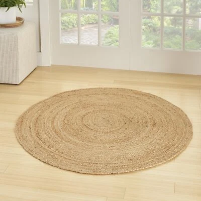 Nourison Natural Jute Coastal, Nautical & Beach Natural 4' x Round Area -Rug,... - Image 1 of 4