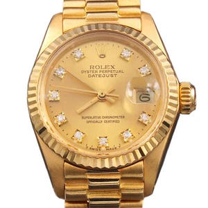 Ladies Rolex 18K Yellow Gold Datejust President Watch Gold Champagne Dial 6917 - Picture 1 of 8
