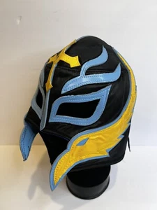 WWE Rey Mysterio Replica Wrestling Small Mask WWF Blue, Black, And Yellow - Picture 1 of 7