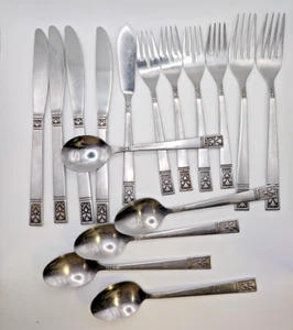 Cucharas tenedores de acero inoxidable vintage 16 piezas Ekco Eterna SUNDOWN Japón cubiertos - Imagen 1 de 7