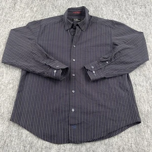 Bugatchi Uomo Hemd Herren Large dunkelblau gestreift Baumwolle Knopfleiste Langarm - Bild 1 von 16