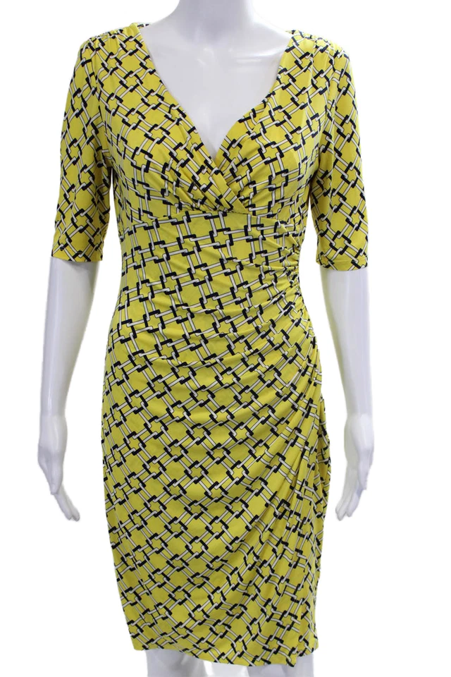 Платье миди женское Lauren Ralph Lauren с геометрическим узором короткий рукав желтое размер 4 - Изображение 1 из 4