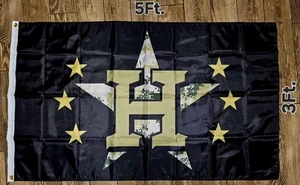 Houston Astros 3x5 ft Flag Banner MLB Baseball-Double Sided Mirrored-Military - Picture 1 of 4