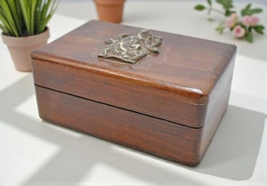Vintage Wooden Small Storage Box Original Old Hand Crafted Brass Fitted - Picture 1 of 8