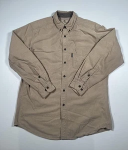 Camisa Woolrich Para Hombre Grande Bronceada Abotonada Sarga Cepillada Manga Larga Exterior - Imagen 1 de 6