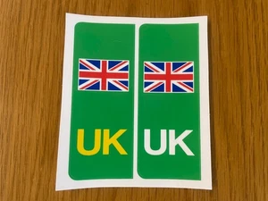 2X UK Green EV / Electric - Car Number Plate Stickers Laminated 38mm x 104mm. - Picture 1 of 3