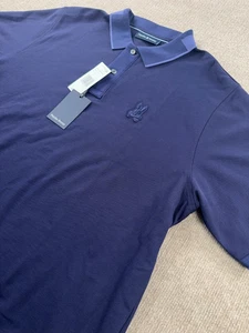 Psycho Bunny Herren Größe 8 XXL Neu Schloss Abend Blau Kurzarm Poloshirt Neu mit Etikett - Bild 1 von 9