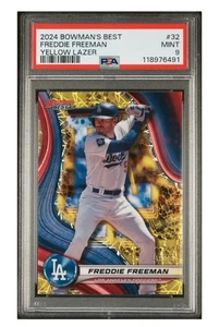 Freddie Freeman /75 -- 2024 Bowman's Best #32 Yellow Lazer Refractor PSA 9 - Picture 1 of 2