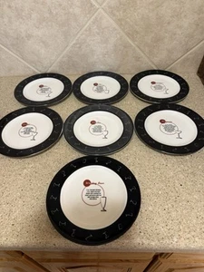 Pottery Barn Retro Bar Plates Set of 7 With Cocktail Recipes Salad / Appetizer - Picture 1 of 12