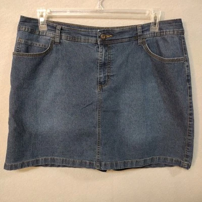 Pantalón corto de mezclilla St. Johns Bay para mujer 16W bolsillos elástico lavado medio azul Foto 1 de 4