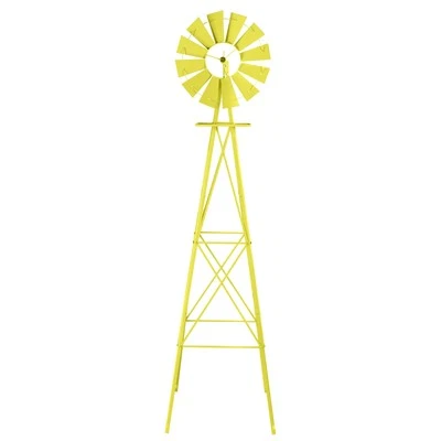 Molino de viento amarillo resistente a la intemperie para el hogar patio 8 pies jardín 4 patas Foto 1 de 4