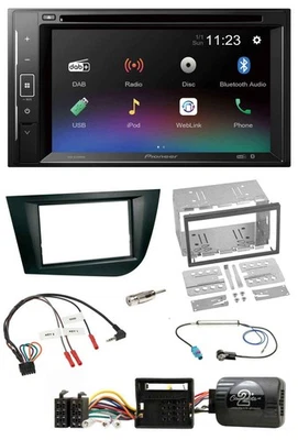 Pioneer Bluetooth Lenkrad USB 2DIN DAB DVD Autoradio für Seat Leon 2005-2009 sch - Bild 1 von 4