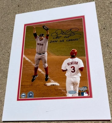 DOUG MIENTKIEWICZ SIGNED Photo STEINER COA RED SOX 2004 WS CHAMPS LAST OUT - Image 1 of 3