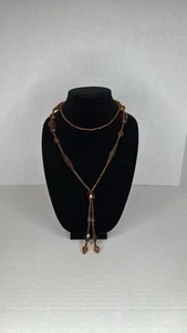 Antique Early 1900s Amber Beaded Hand Knotted Necklace 25" Lot A5 - Picture 1 of 9